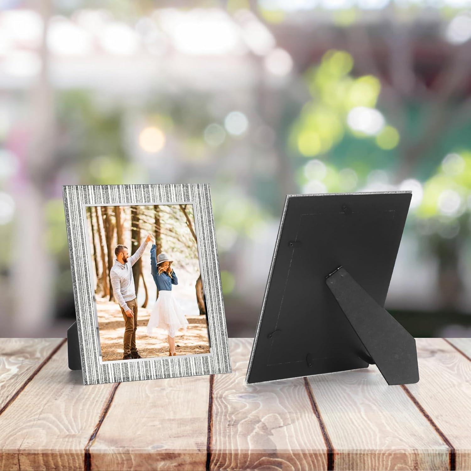 Glas Bilderrahmen 15x20 cm Silber Glitzer - Tischfotorahmen Baby Familie