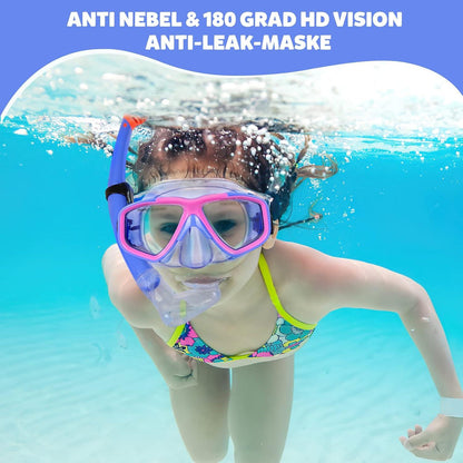 KUYOU Taucherbrille Kinder Schnorchelset Schwimmbrille 7-13 Jahre Lila
