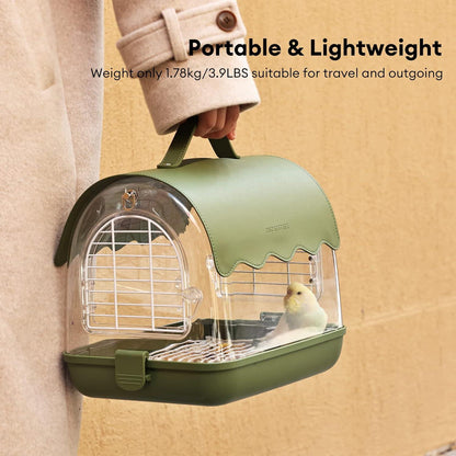 Vogel Transportrucksack mit Sitzstange & Schattenabdeckung, Grün