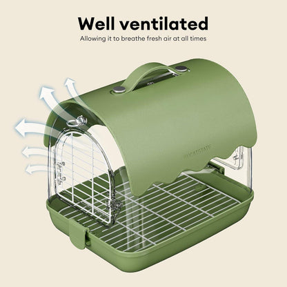 Vogel Transportrucksack mit Sitzstange & Schattenabdeckung, Grün