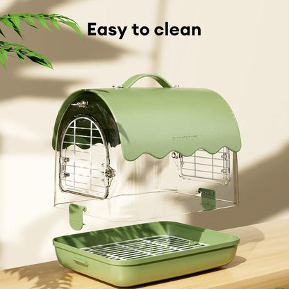 Vogel Transportrucksack mit Sitzstange und Schattenabdeckung, Grün