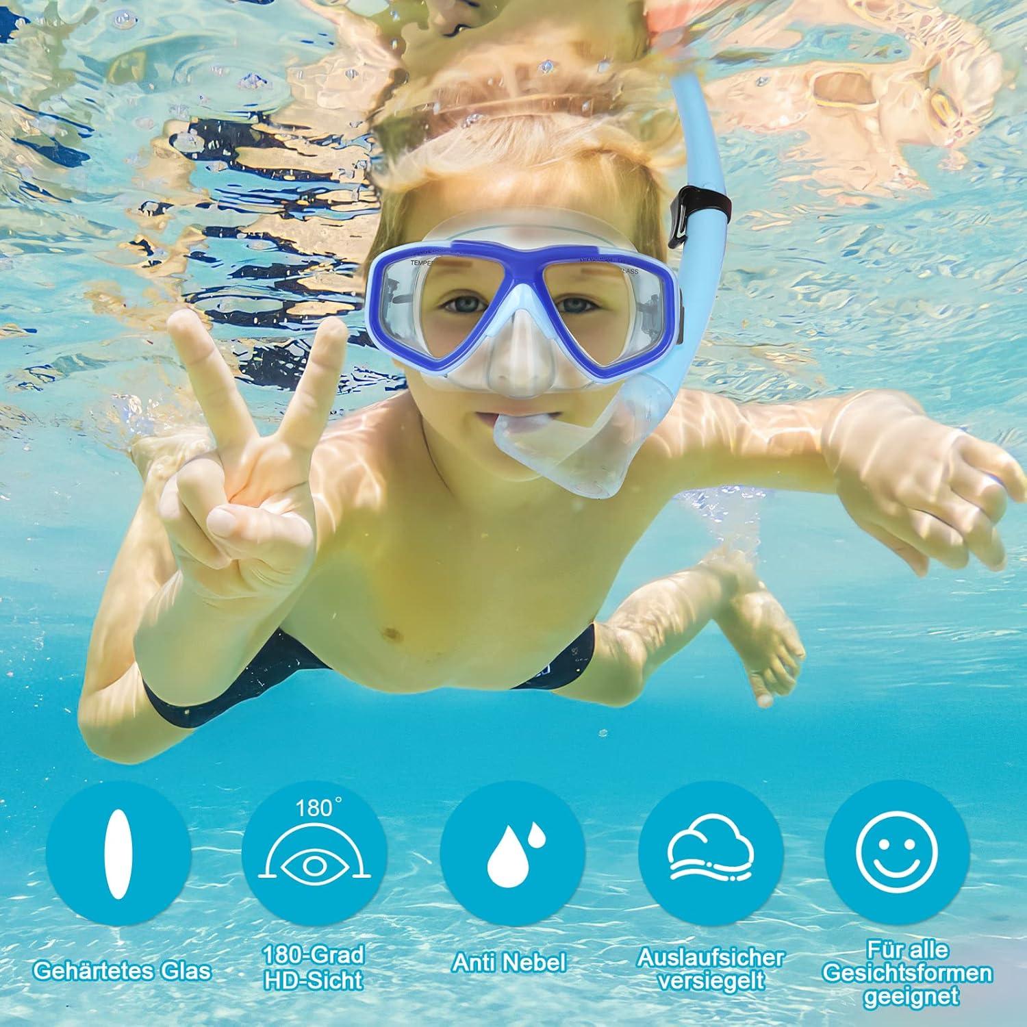 Taucherbrille Kinder mit Schnorchel 7-13 Jahre, Dry