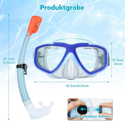 Taucherbrille Kinder mit Schnorchel Schwimmbrille 7-13 Jahre Blau