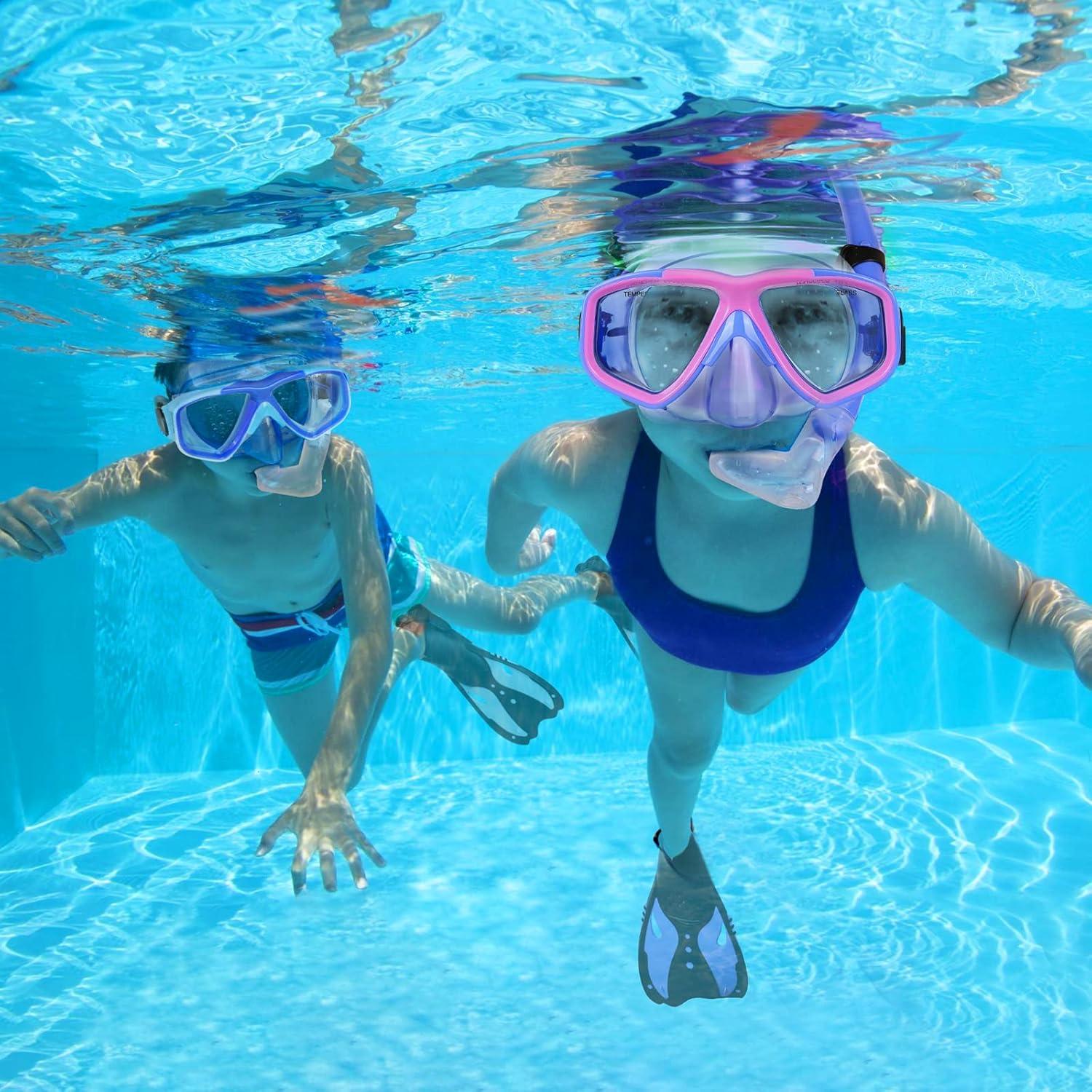 Kinder Taucherbrille Schnorchelset Schwimmbrille 7-13 Jahre Dry Top Panorama