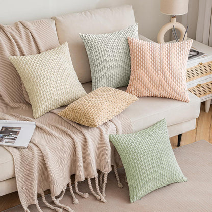EMEMA Kordsamt Kissenbezüge 40x40 cm 2er Set Off-White Weicher Zierkissenbezug
