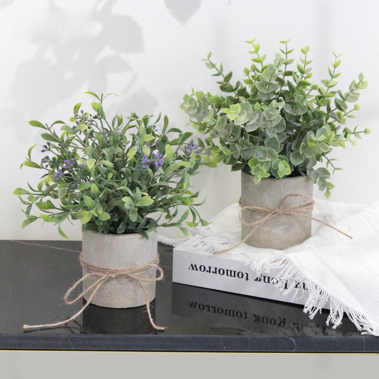 Künstliche Eukalyptus Pflanzen Mini Kunstpflanze 3 Stück Set