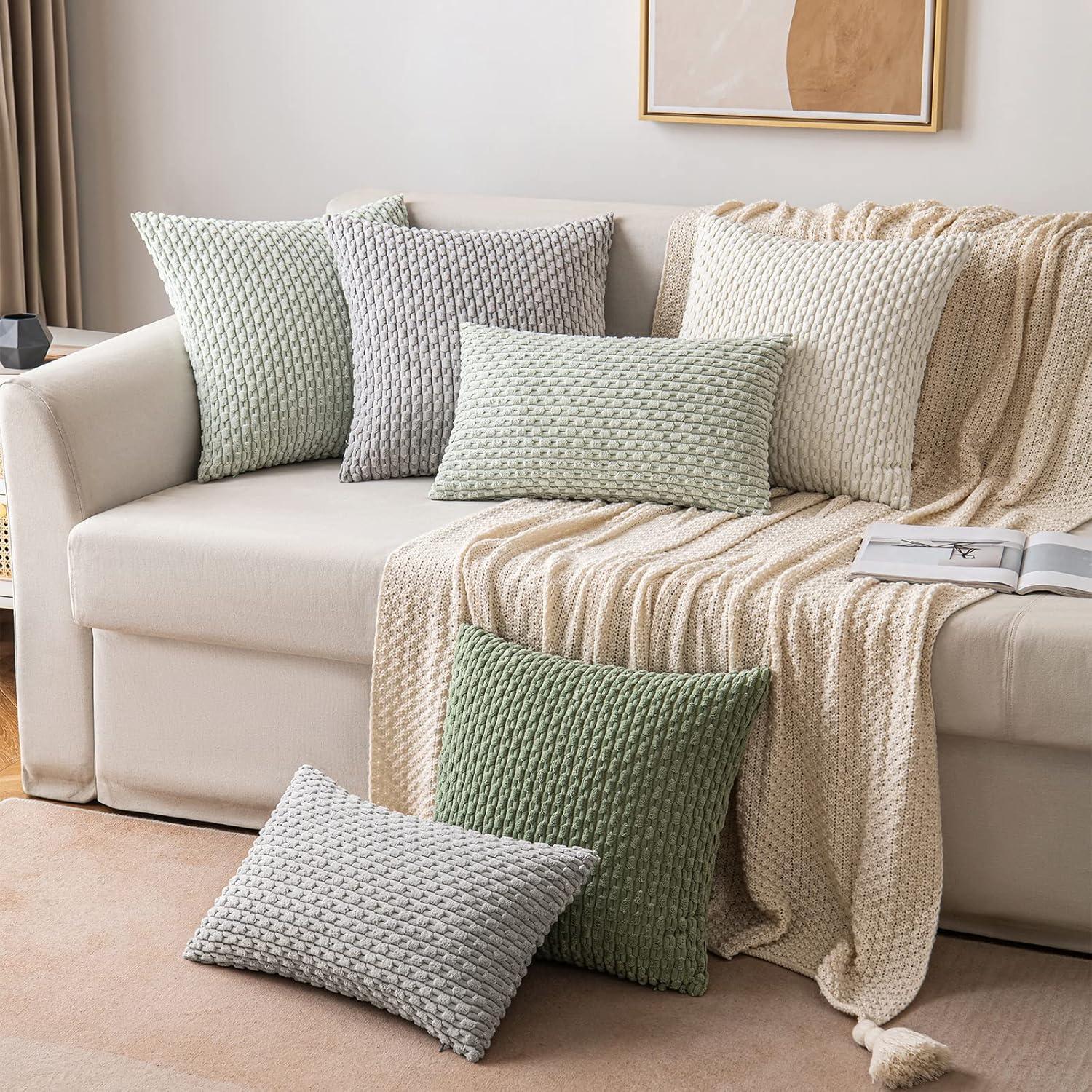 Kordsamt Kissenbezug 40x40cm 2er Set Cremeweiß deco Sofakissen