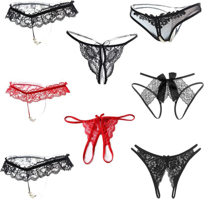 Spitze Sexy Tanga Ouvert Unterwäsche Perlen Blumen