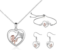 Pferd Halskette Armband Set Kristall Mädchen Geschenk
