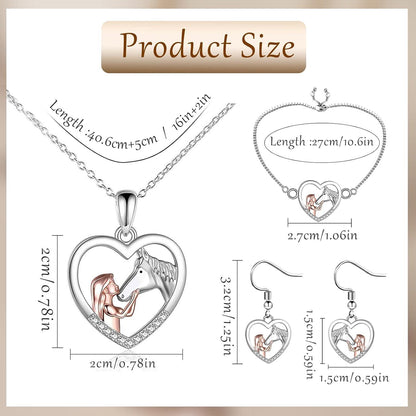 Pferd Halskette Armband Set Mädchen Geschenke