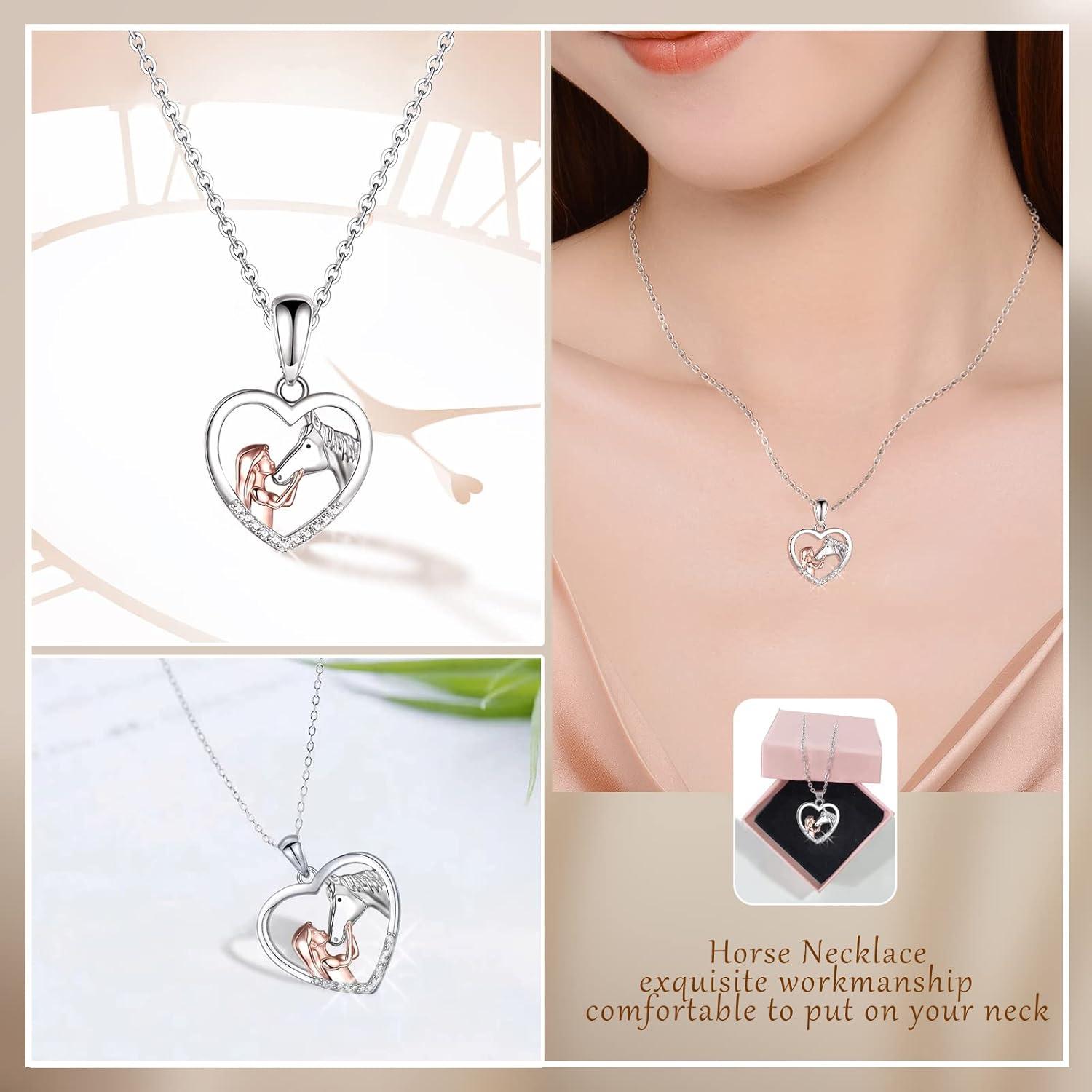 Pferde Halskette Armband Set Mädchen Geschenke Schmuck Silber