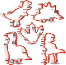 5-teiliges Dinosaurier Keksausstecher-Set Edelstahl Silikonrand
