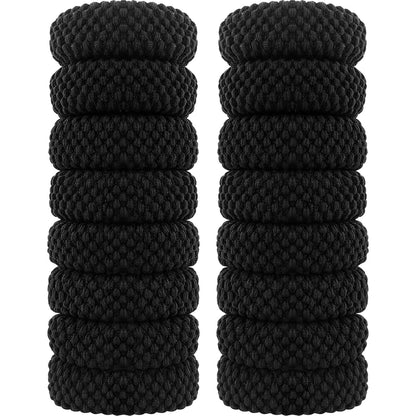 16er Packung Haargummis Schwarz breit aus Baumwolle für Damen