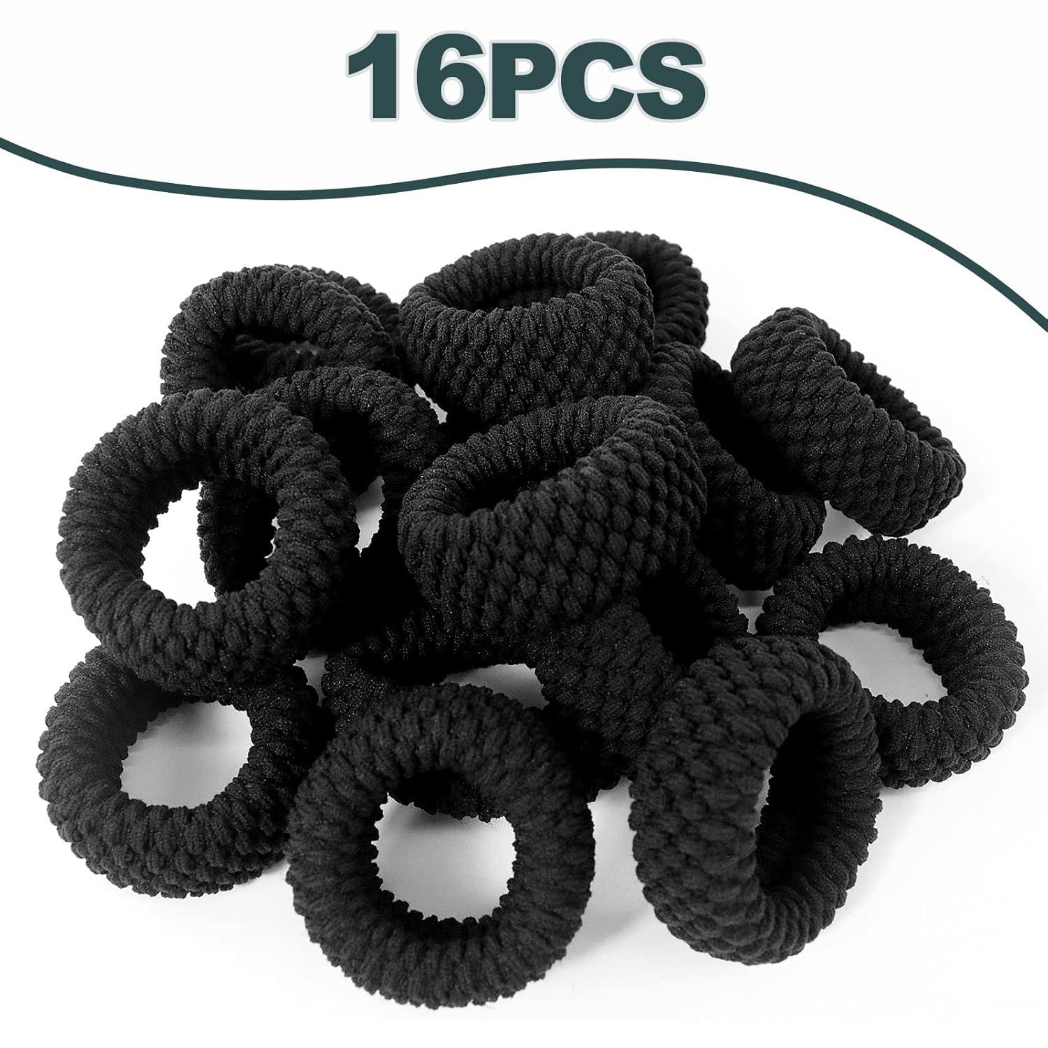 16er Set schwarze breite Baumwolle Elastische Haargummis Damen Mädchen