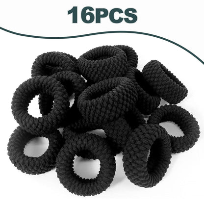 16er Set schwarze breite Baumwolle Elastische Haargummis Damen Mädchen
