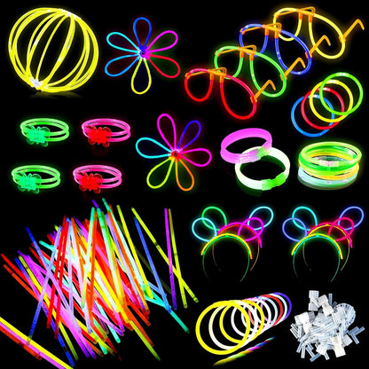 Knicklichter Party Set mit Leuchtstäbe, Kinder Armbänder | Neon Party