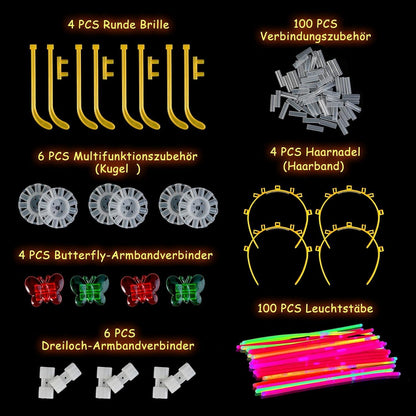 Knicklichter Party Set mit 100 Leuchtstäbe für Kinder, Neon
