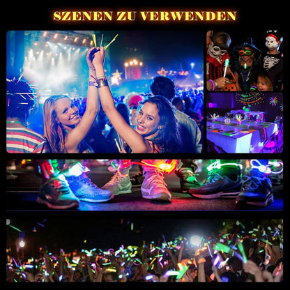 224er Knicklichter Party Set Leuchtstäbe Kinder Neon Party Pack