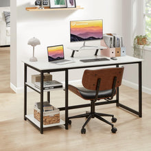 Schreibtisch 120cm Weiß mit Stauraum und Monitorständer