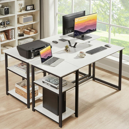 Schreibtisch Weiß 140cm Stauraum Monitorständer Home-Office