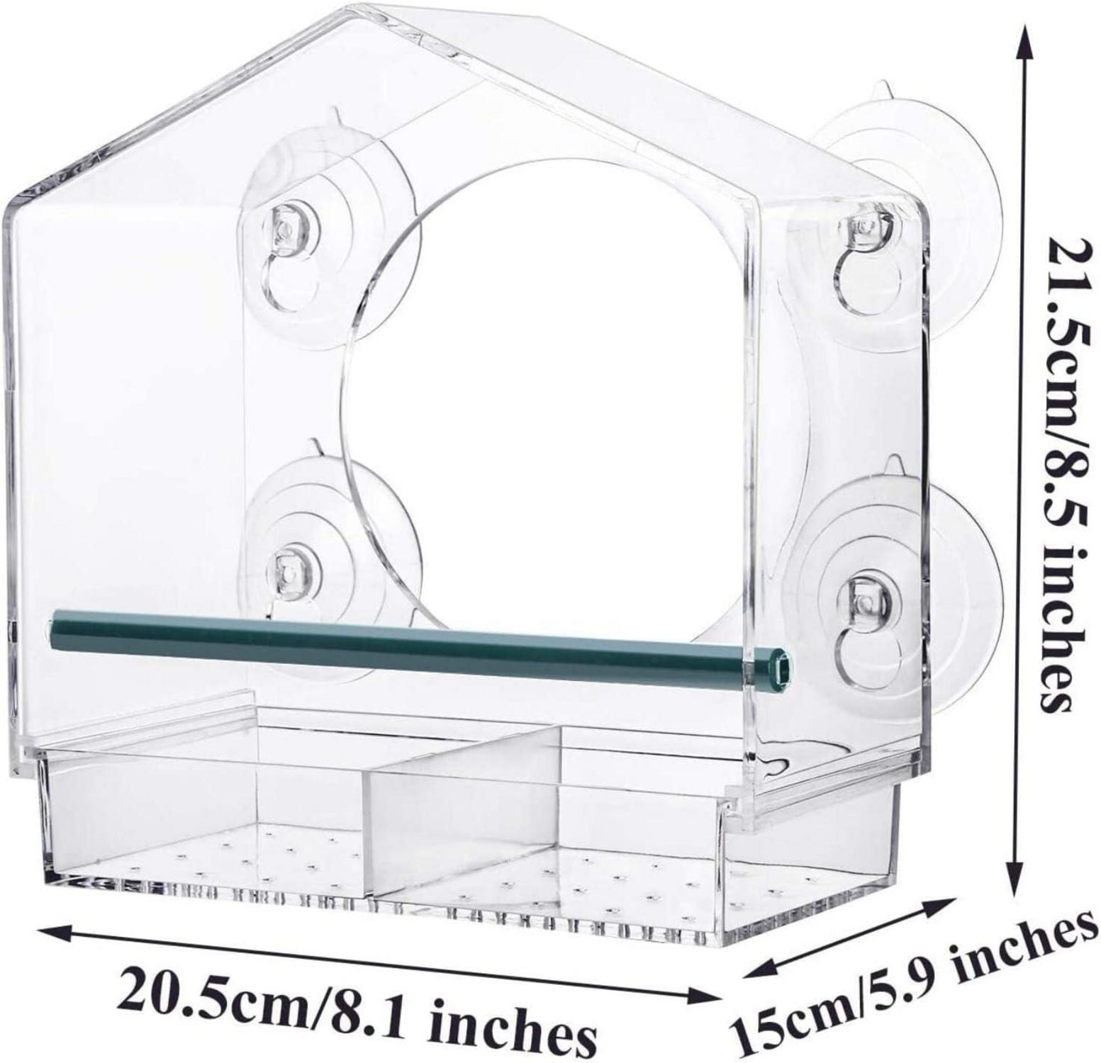 AMSAMOTION Fenster Vogelhaus Futterstation Acryl Wildvogel Feeder