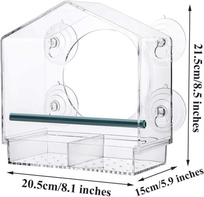 AMSAMOTION Fenster Vogelhaus Futterstation Acryl Wildvogel Feeder