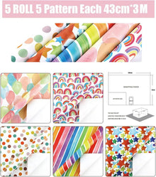 Gold Gift Wrapping Paper Rolls 44cm x 3M - 4 Rolls Rainbow
