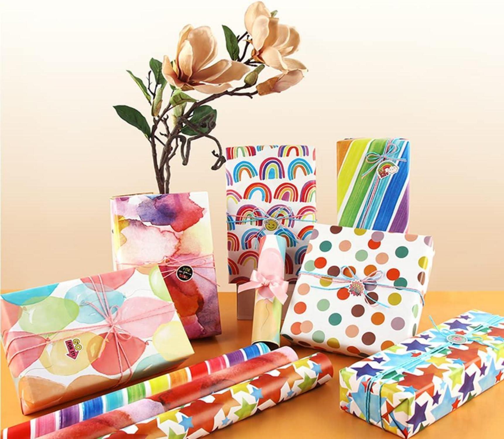 Gold Gift Wrapping Paper Rolls 44cm x 3M - Pack of 5 - Birthday Party Wedding