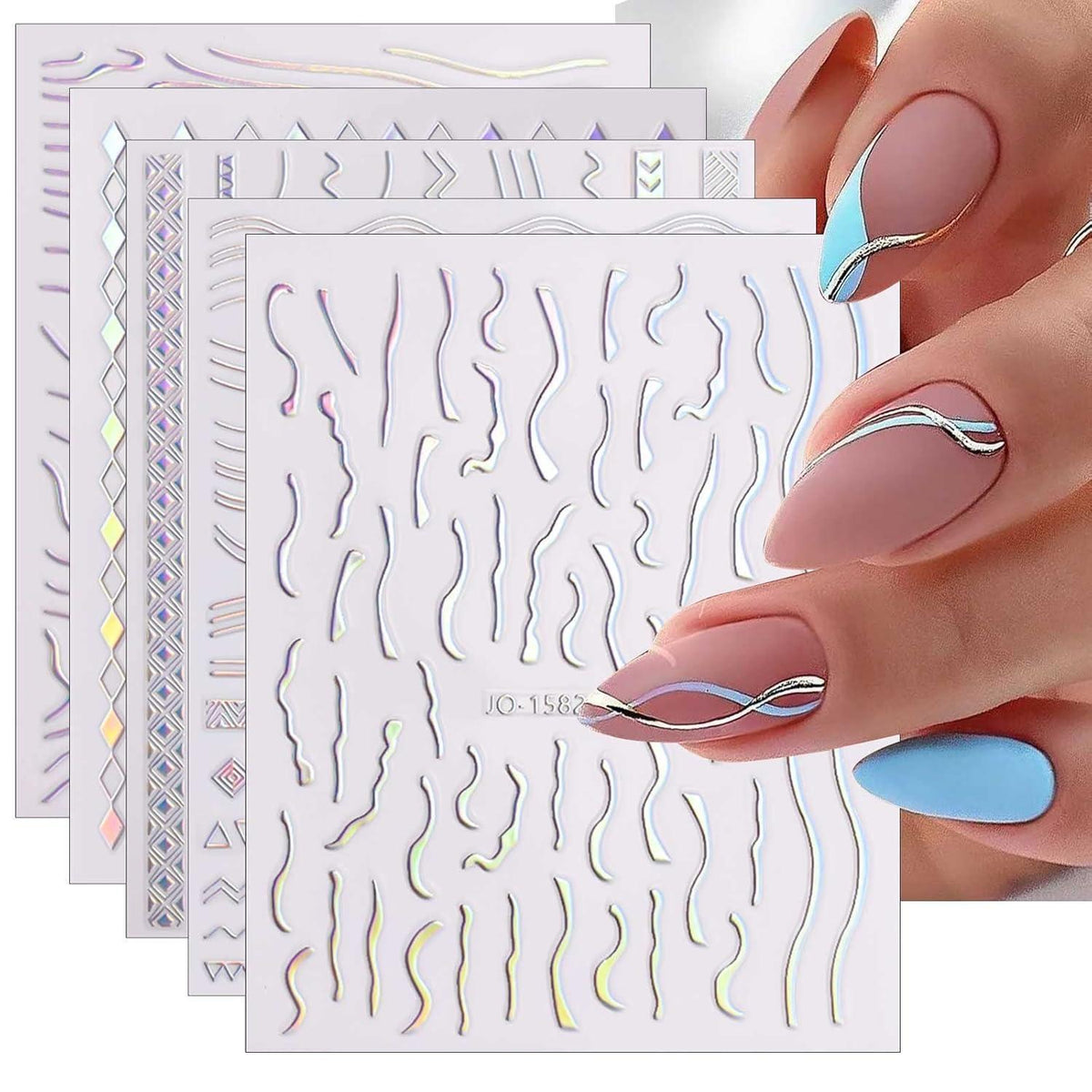 Aurora Nagelsticker – 12 Blatt Holografische Nail Art Aufkleber