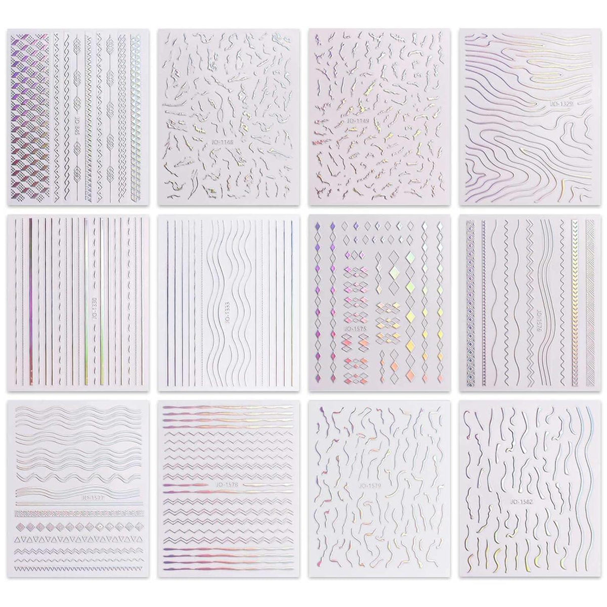 Aurora Nagelsticker – 12 Blatt Holografische Nail Art Aufkleber