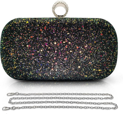 Damen Glitzer Clutch Handtasche Strass Abendtasche Hochzeit Party