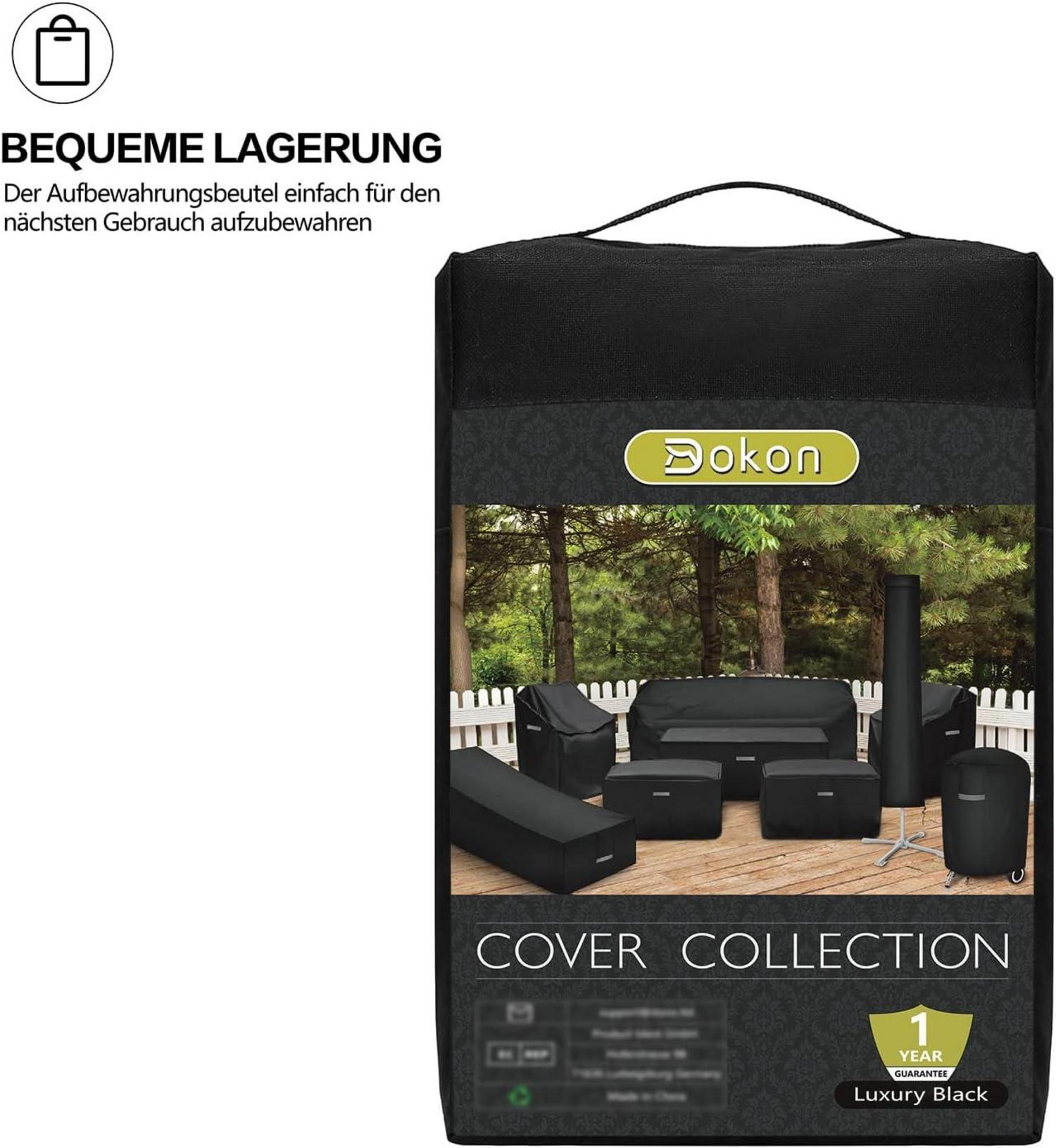 Dokon Solardusche Abdeckung 220x67cm Schutzhülle Schwarz UV-beständig