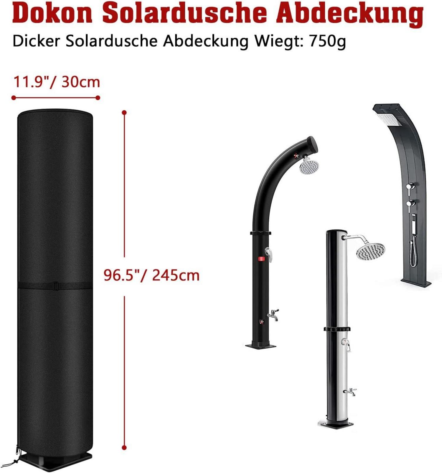 Solardusche Abdeckung wasserdicht 600D Oxford Gewebe 245x30cm Schwarz