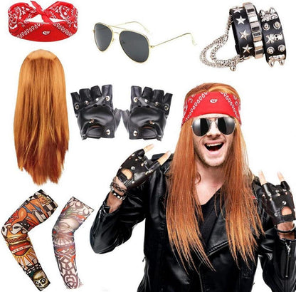Rocker Star Kostüm 80er 90er Jahre Männer Frauen Party Outfit