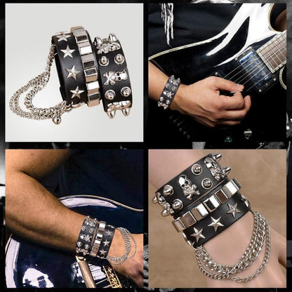 BIQIQI Herren Rockstar Rock Outfit 80er Jahre inkl. Perücke & Accessoires