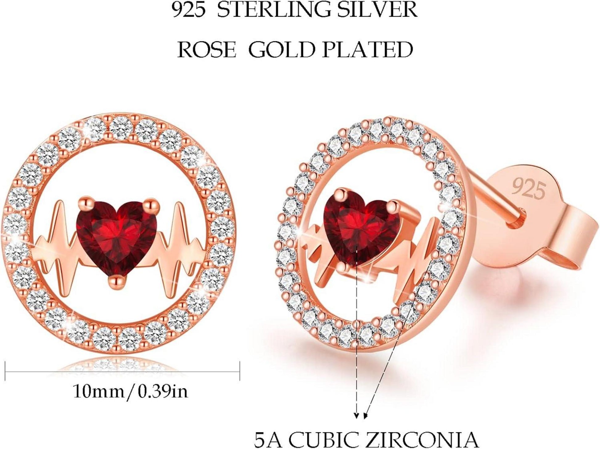 LAVUMO Herzschlag Ohrringe Silber 925 Damen Ohrstecker Geschenk Frauen Weihnachten Valentinstag Muttertag