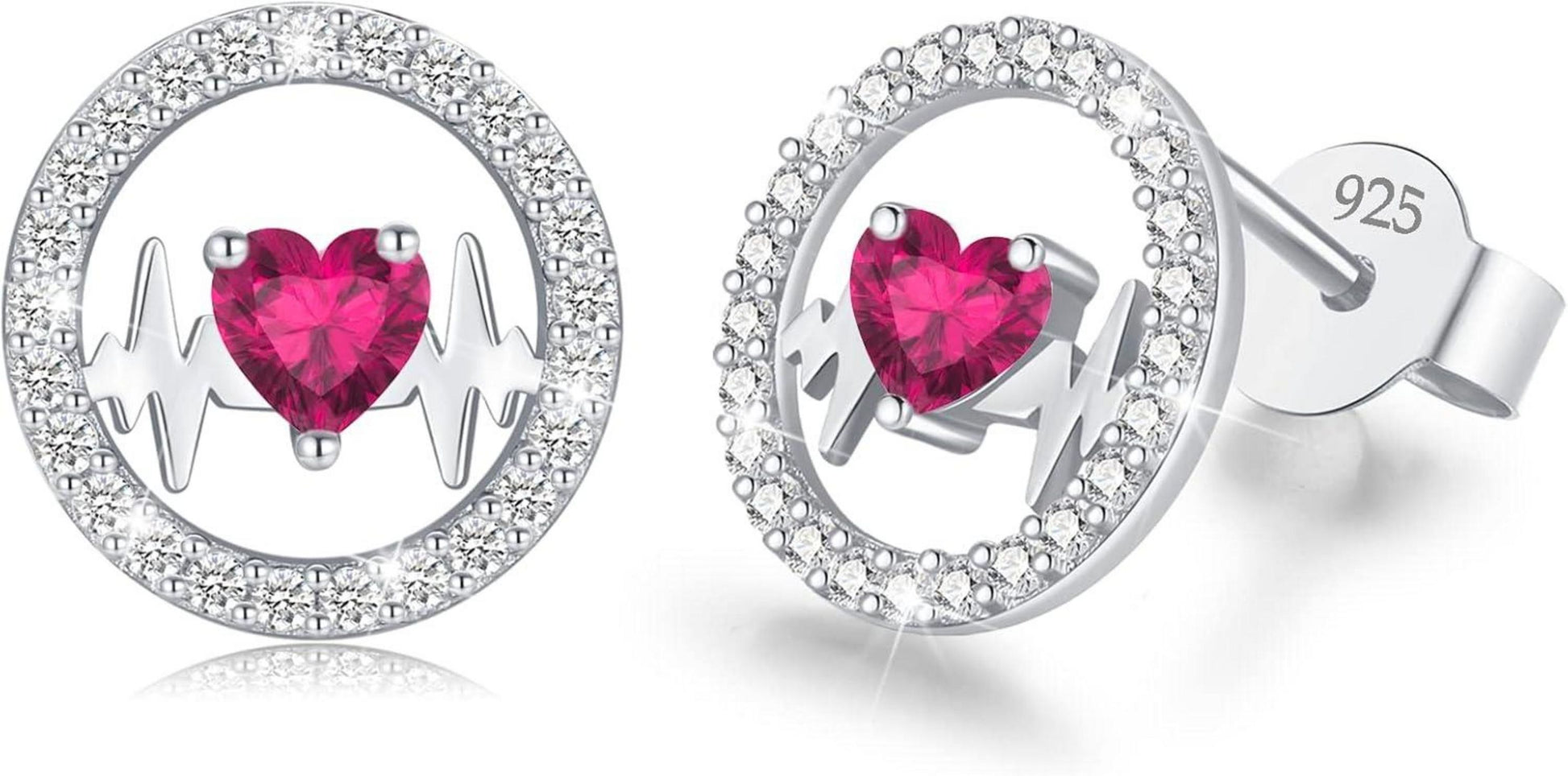 Herzschlag Ohrstecker Silber 925 Damen Geschenke Valentinstag
