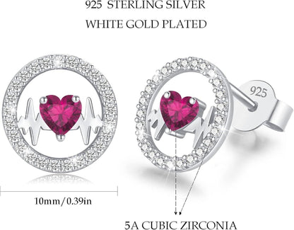 LAVUMO Herzschlag Ohrringe Silber 925 Damen Ohrstecker Geschenke Valentinstag Muttertag Hochzeitstag