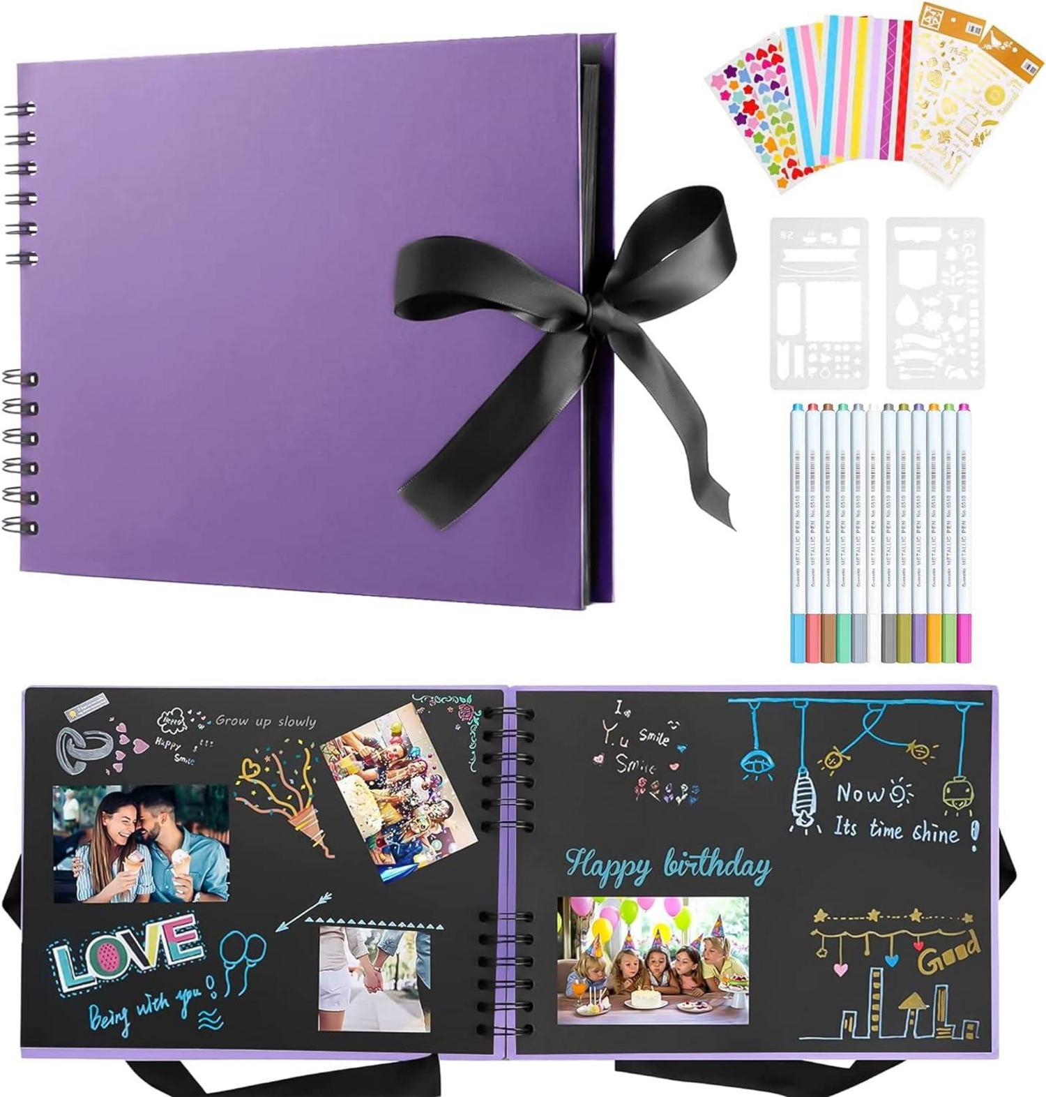 Fotoalbum zum Selbstgestalten Schwarz 29,5 X 21cm Scrapbook 80 Seiten