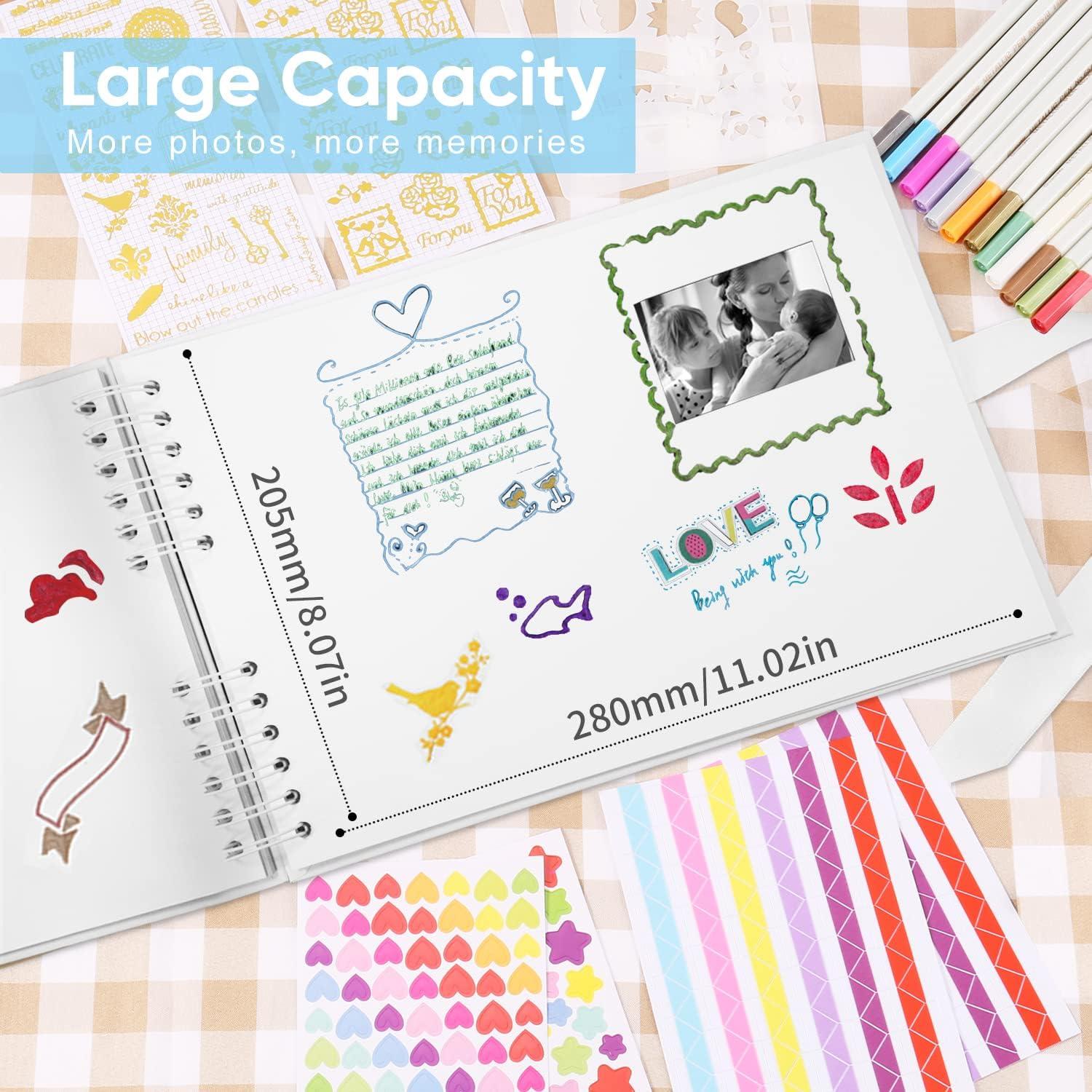 Fotoalbum Schwarz DIY Scrapbook 80 Seiten 240 Bilder inkl. Farbmarker