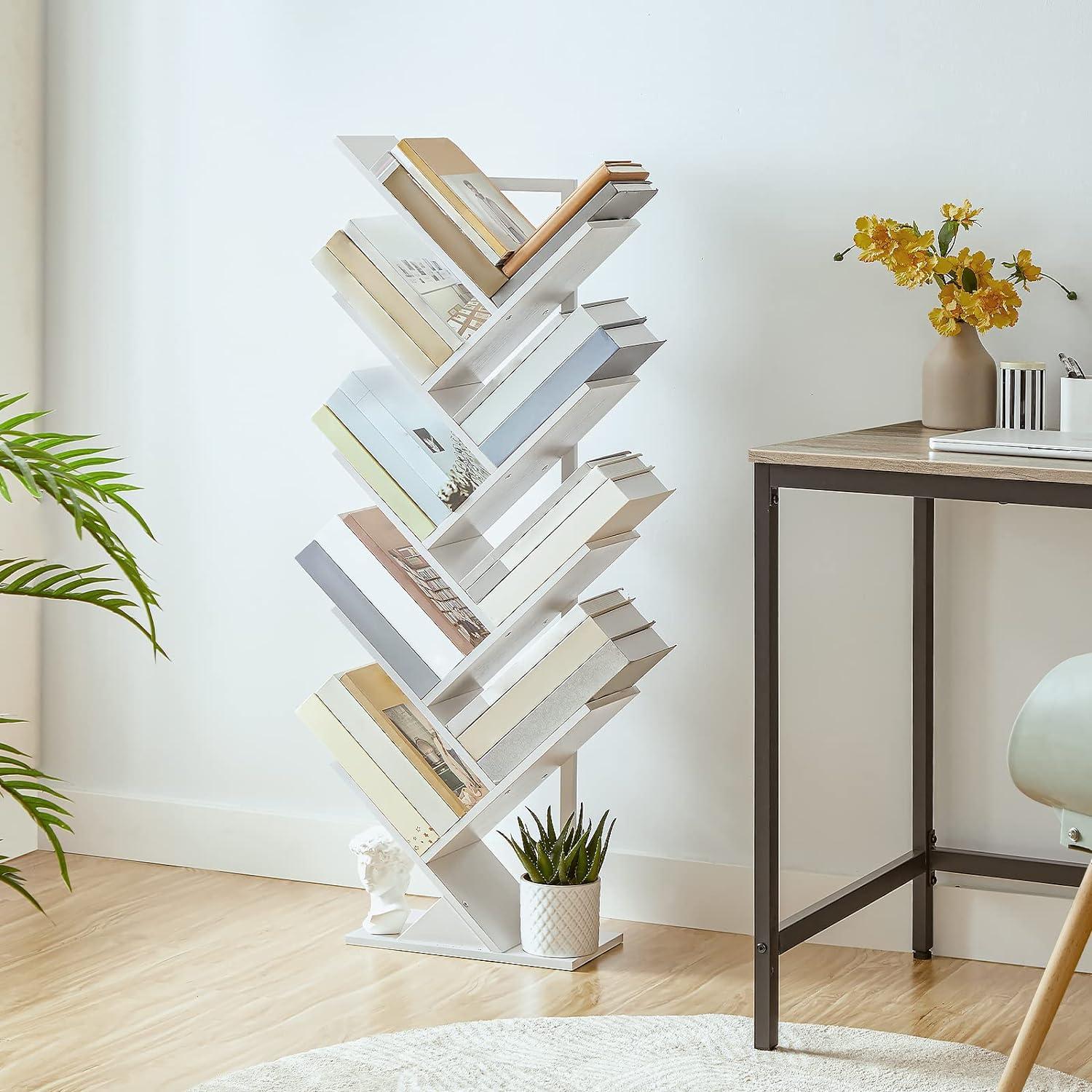 Bücherregal Baumform 9 Ebenen Bücher Heimbüro CDs stabil Wohnzimmer