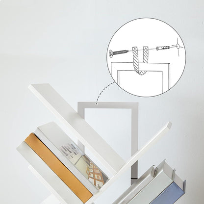 Bücherregal Baumform 9 Ebenen Heimbüro Aufbewahrung CDs stabil Weiß 34x20x116 cm
