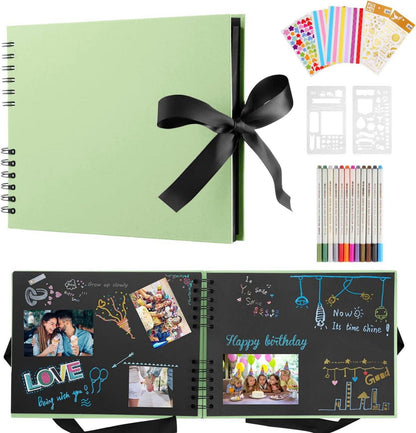 DIY Fotoalbum Zum Selbstgestalten Schwarz Scrapbook 80 Seiten 240