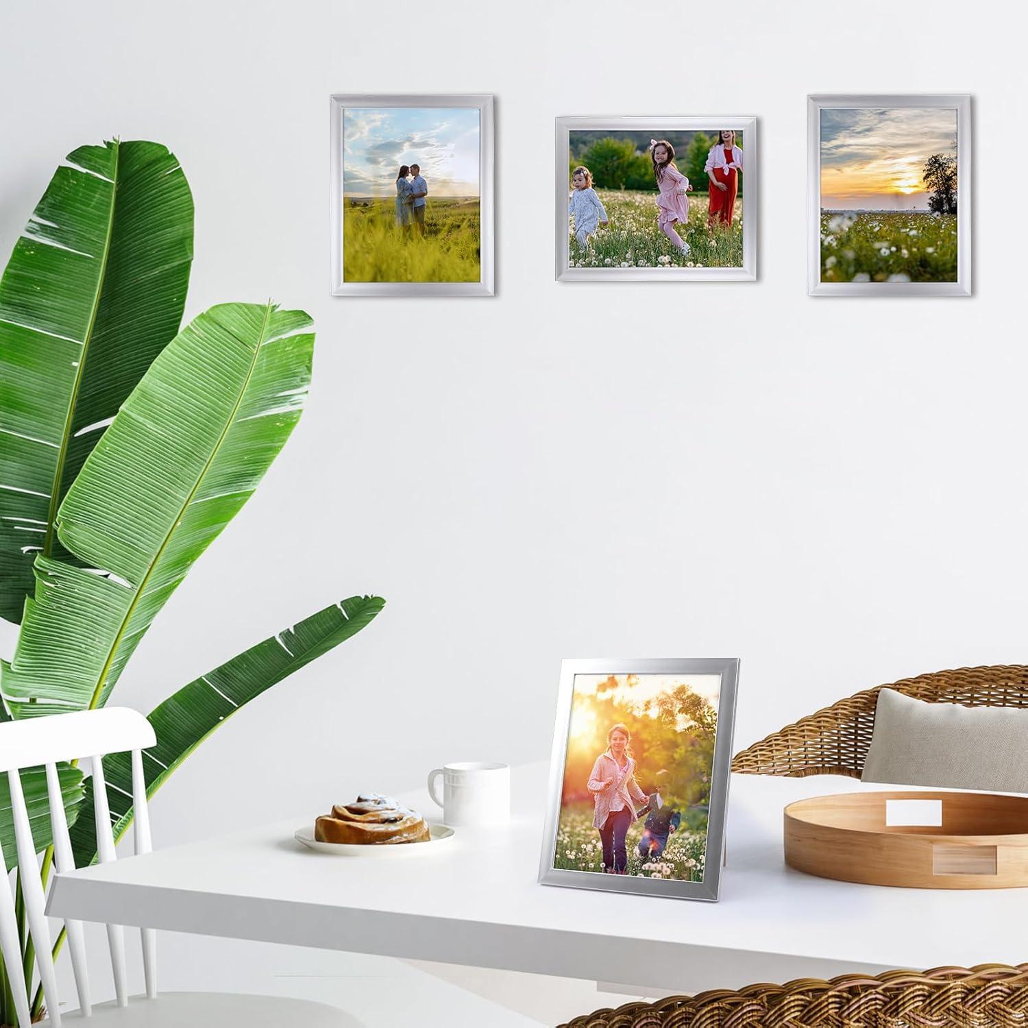 Fotorahmen Set 20x25 cm Silber - Plexiglas - Wand- oder Tischaufsteller