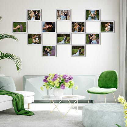 12er Set Bilderrahmen Silber 20x25cm für Fotos Collage Plexiglas Wand Tisch