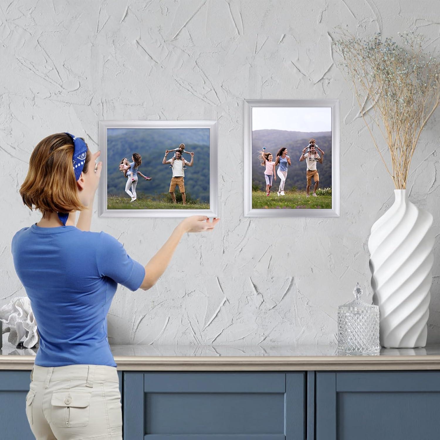 12er Set Bilderrahmen Silber 20x25cm für Fotos Collage Plexiglas Wand Tisch