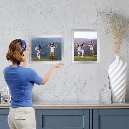12er Set Bilderrahmen Silber 20x25cm für Fotos Collage Plexiglas Wand Tisch