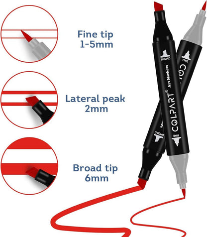 120+2 Brush Marker Set Dual-Tip für Manga Design Malerei