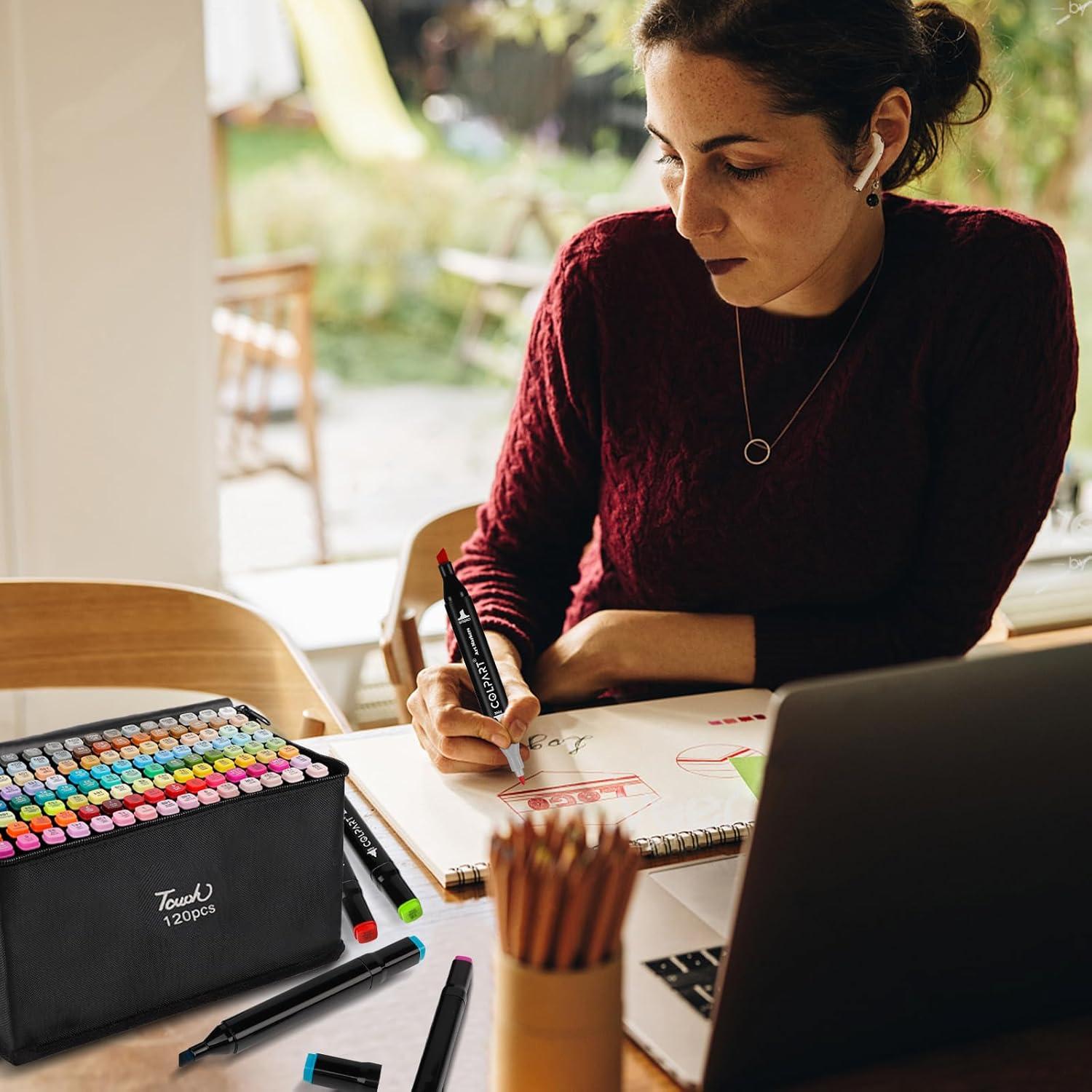 120+2 Brush Marker Set für Manga Design Malerei | Alkohol Filzstifte Twin Marker