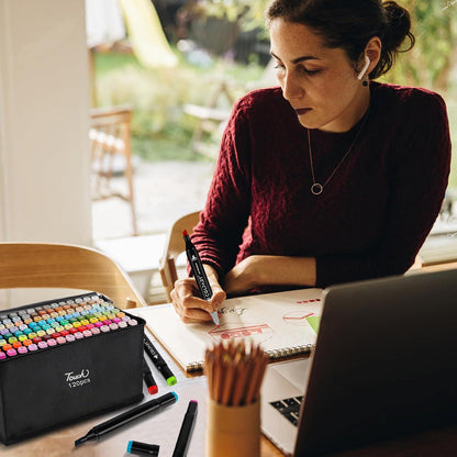 120+2 Brush Marker Set für Manga Design Malerei | Alkohol Filzstifte Twin Marker